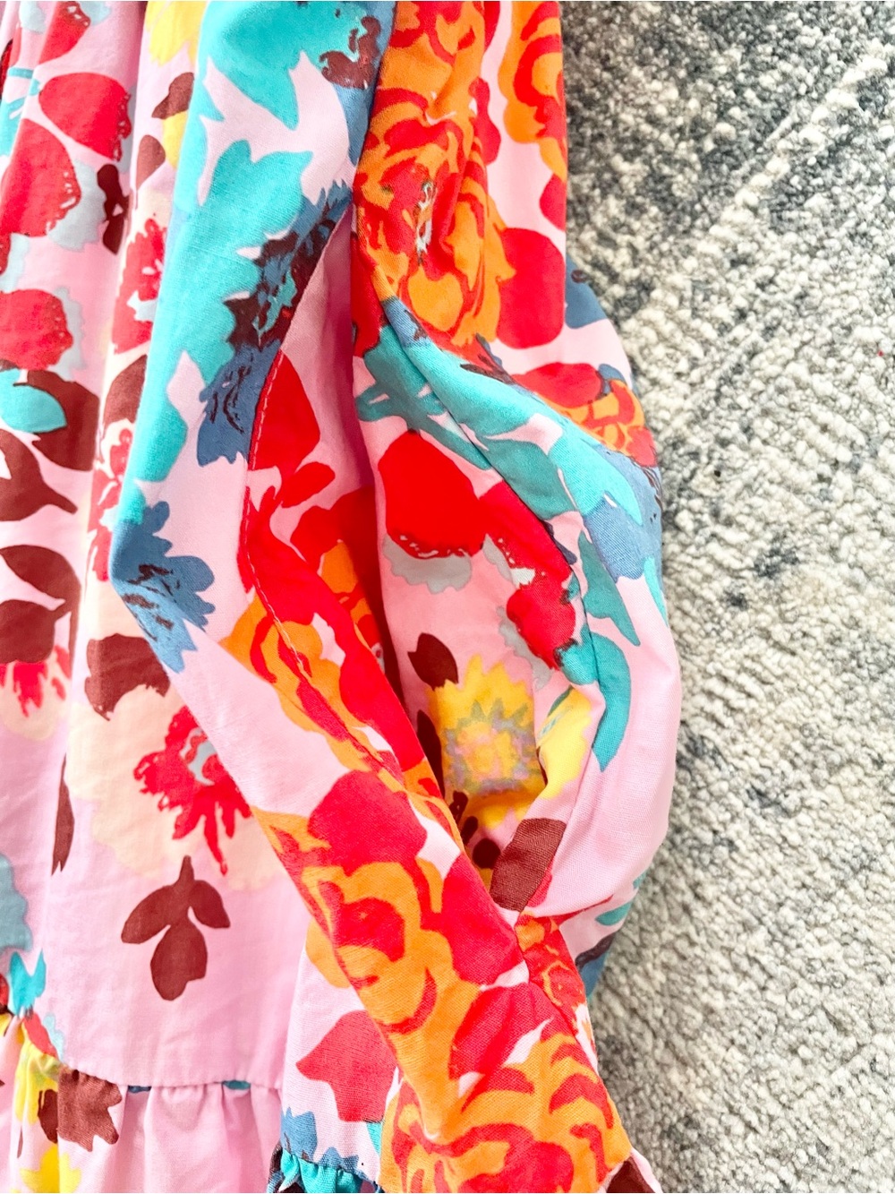 Peter Som for Anthropologie Size M Flouncy Floral Mini Dress Pink Shoulder Tie - Picture 9 of 13